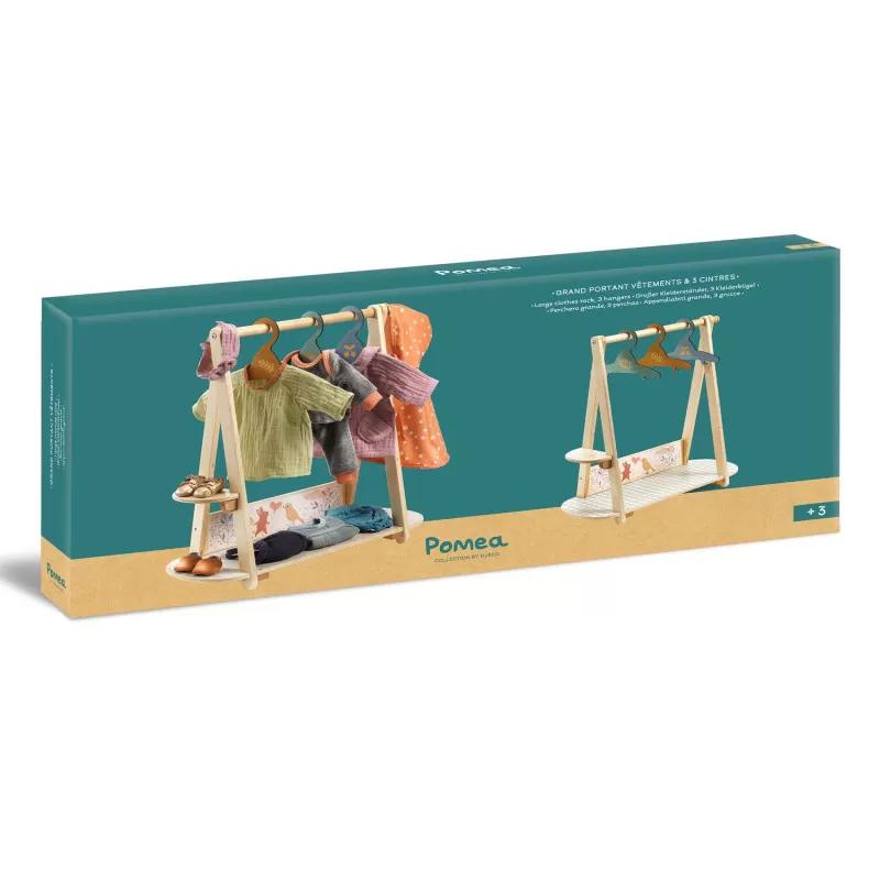 Djeco Poméa - Large clothes rack, 3 hangers – vue 4 – Doll Accessories