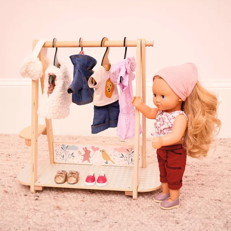 Djeco Poméa - Large clothes rack, 3 hangers – vue 5 – Doll Accessories