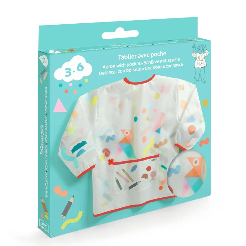 Acheter Tablier avec poche - Gommettes et crayons - DJECO - Le Nuage de Charlotte