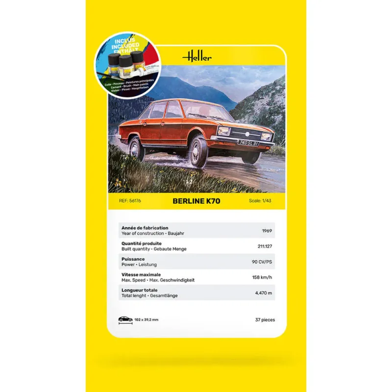 Starter Kit Volkswagen K70 – Maquette Heller 1/43