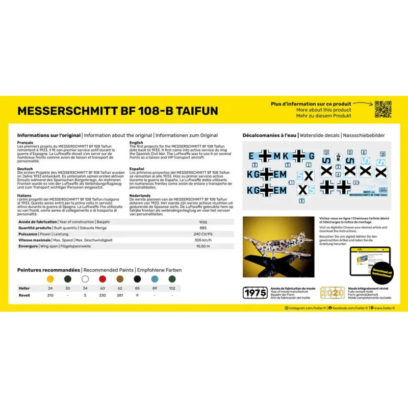 Starter Kit Messerschmitt Bf 108 B Taifun – Maquette Heller 1/72