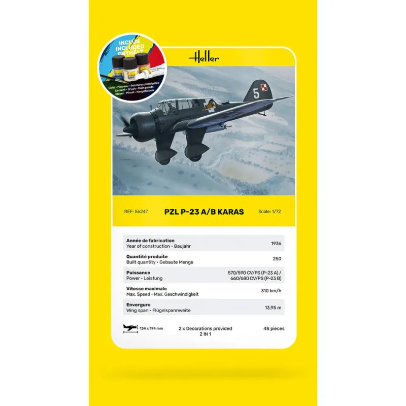 Starter Kit PZL 23 Karaś – Maquette Heller 1/72