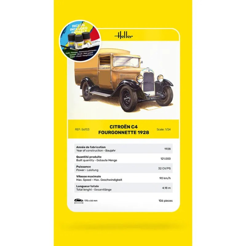 Starter Kit Citroën C4 1928 Fourgonnette – Maquette Heller