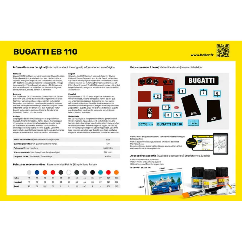Starter Kit Bugatti EB 110 – Maquette Heller 1/24