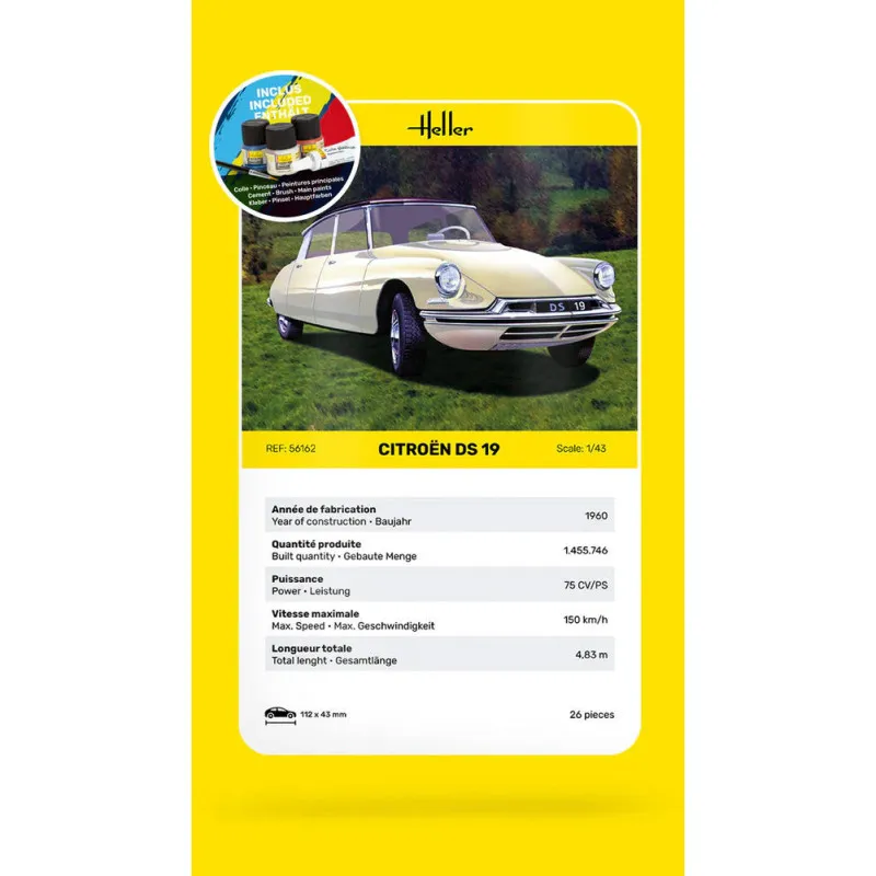 Starter Kit Citroën DS 19 – Maquette Heller 1/43