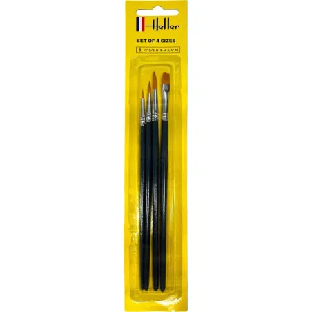 Set de pinceaux Heller 3/0-3-6-10 – 4 pièces pour maquettes