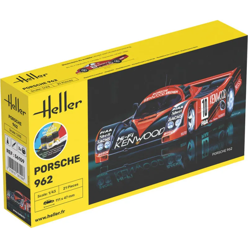 Heller Starter Kit Porsche 962 1/43 – complete model car kit