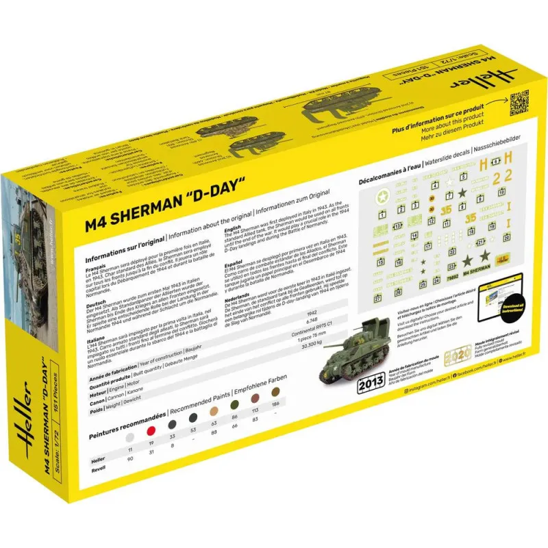 Heller Starter Kit M4 Sherman D-Day 1/72 – complete tank model kit