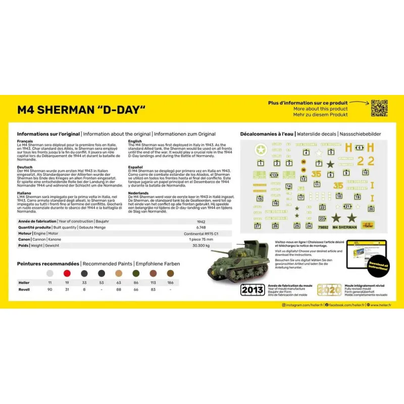 Heller Starter Kit M4 Sherman D-Day 1/72 – complete tank model kit