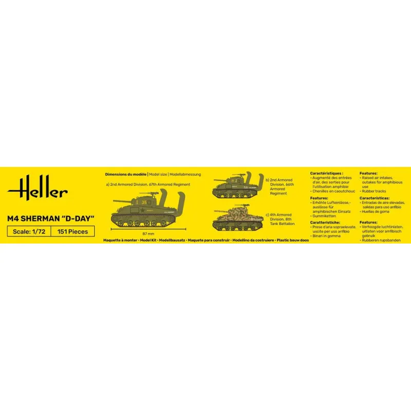 Heller Starter Kit M4 Sherman D-Day 1/72 – complete tank model kit