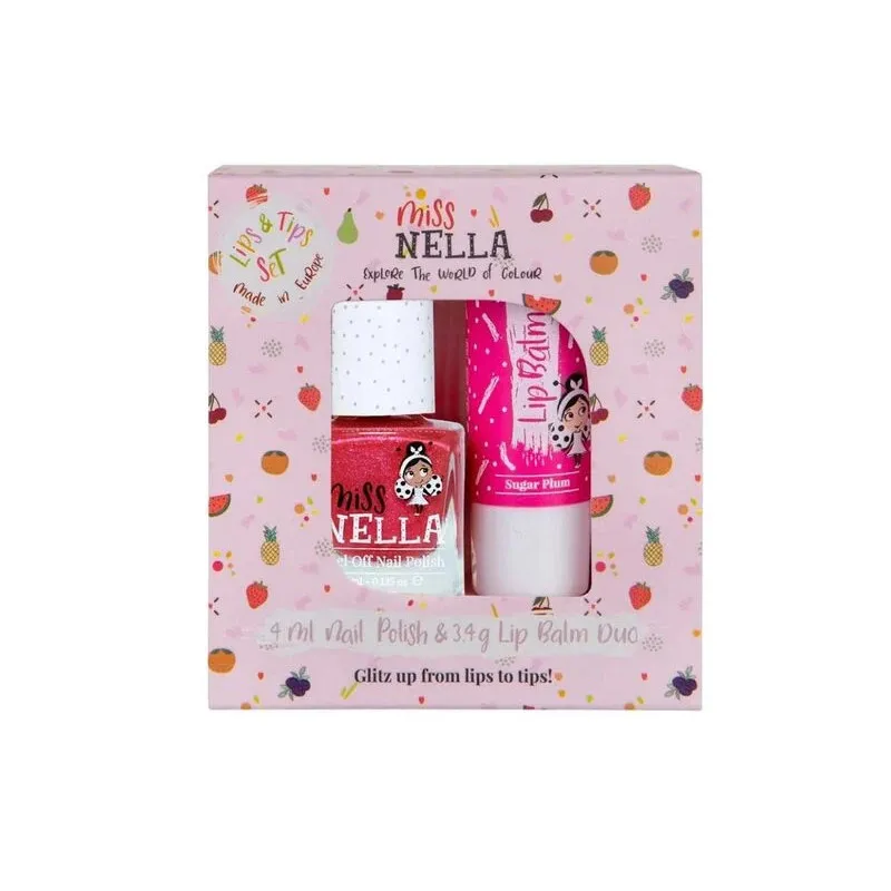 Duo Lipbalm Sugar Plum + Tickle Me Pink  Kids nail polish + lip balm set