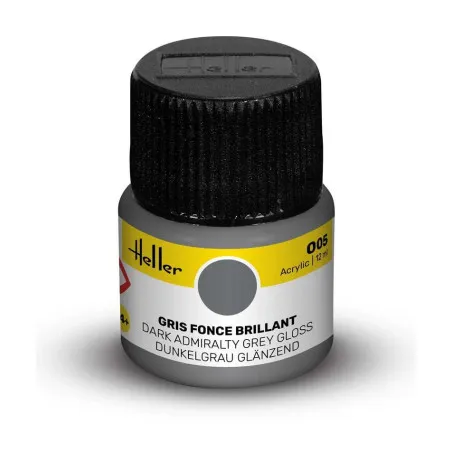 Peinture acrylique Heller 005 Gris foncé brillant 12 ml