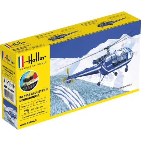 Heller 56286 Starter Kit SA 316 Alouette III Gendarmerie 1:72