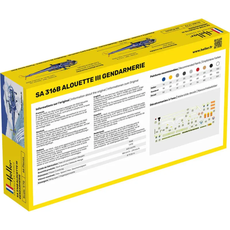 Heller 56286 Starter Kit SA 316 Alouette III Gendarmerie 1:72