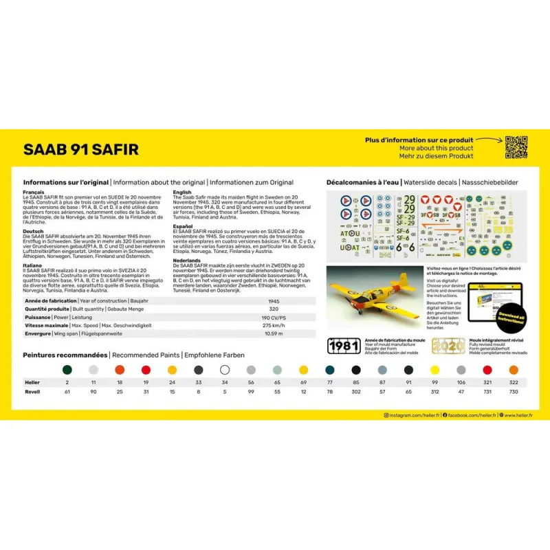 Heller 56287 Starter Kit Safir 91 1:72 – Maquette avion