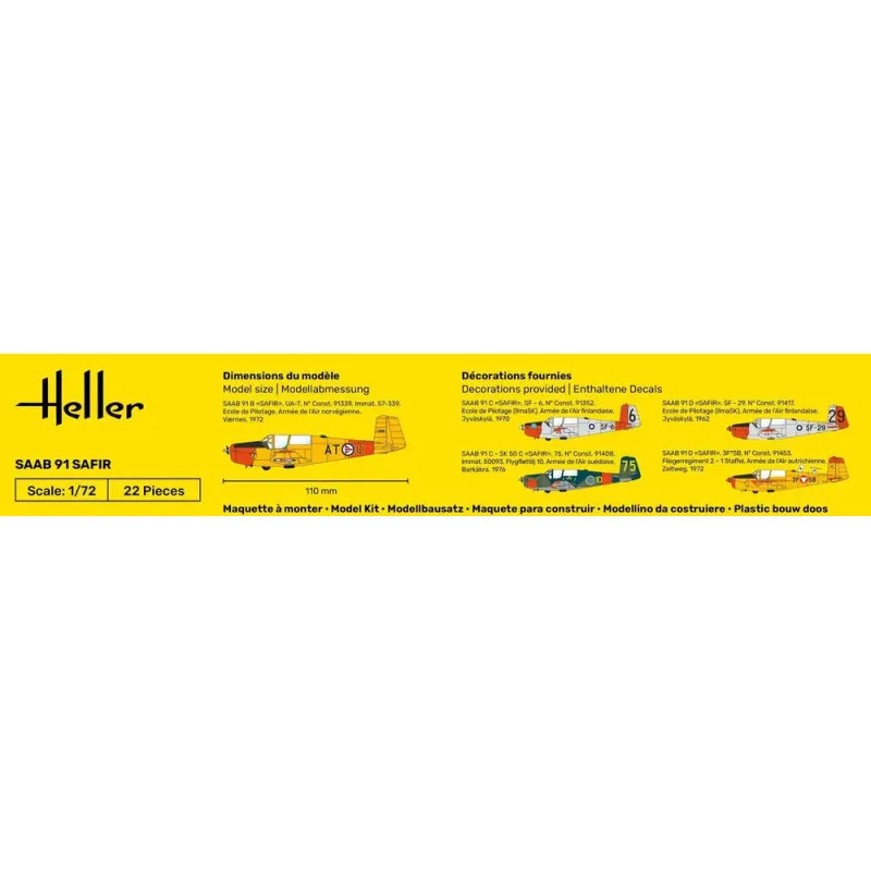 Heller 56287 Starter Kit Safir 91 1:72 – Maquette avion