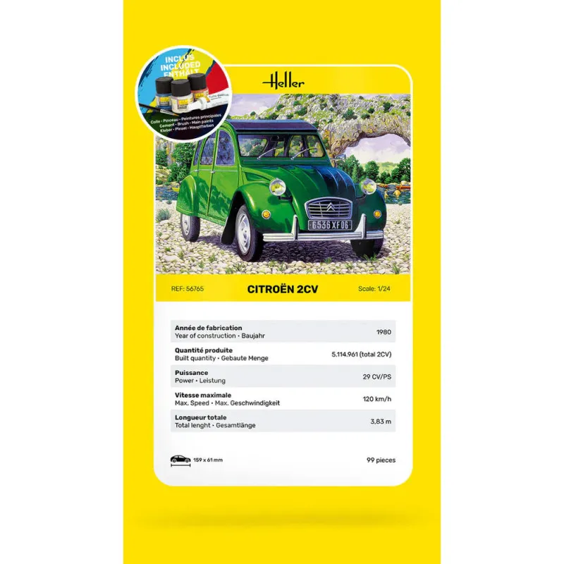 Heller 56765 Starter Kit Citroën 2 CV 1:24 Model Kit