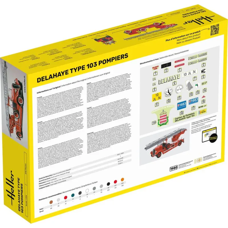 Heller 80780 Delahaye Type 103 Fire Truck Model Kit 1:24