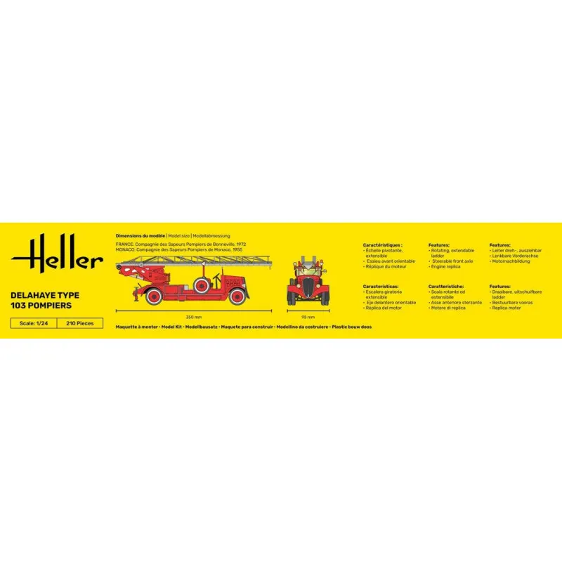 Heller 80780 Delahaye Type 103 Fire Truck Model Kit 1:24