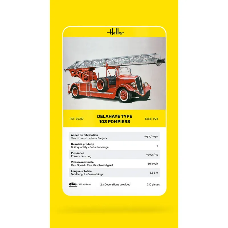 Heller 80780 Delahaye Type 103 Fire Truck Model Kit 1:24