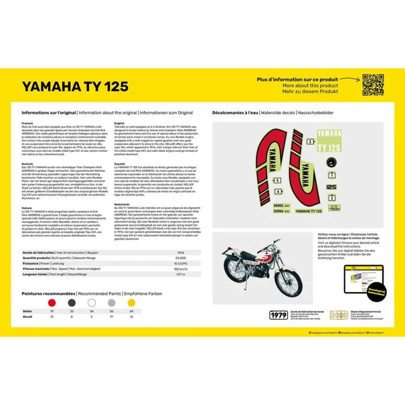 Heller 56902 Starter Kit Yamaha TY 125 1:8 Maquette