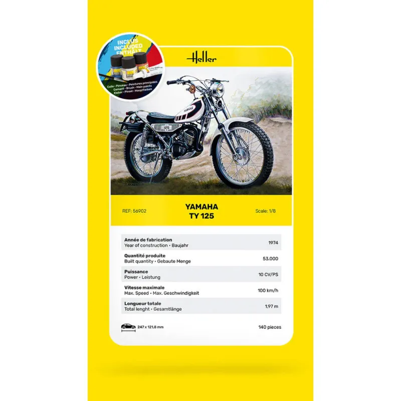 Heller 56902 Starter Kit Yamaha TY 125 1:8 Maquette