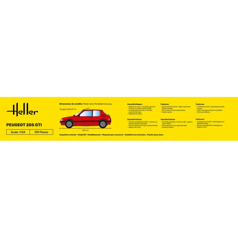 Peugeot 205 GTI 1:24 Heller 82705 maquette voiture