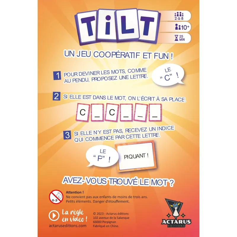 Tilt – Jeu coopératif de lettres et déduction