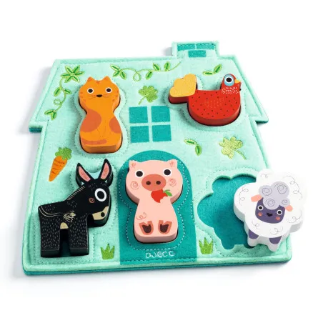 Djeco Mouki Puzzle – Wooden Farm Puzzle