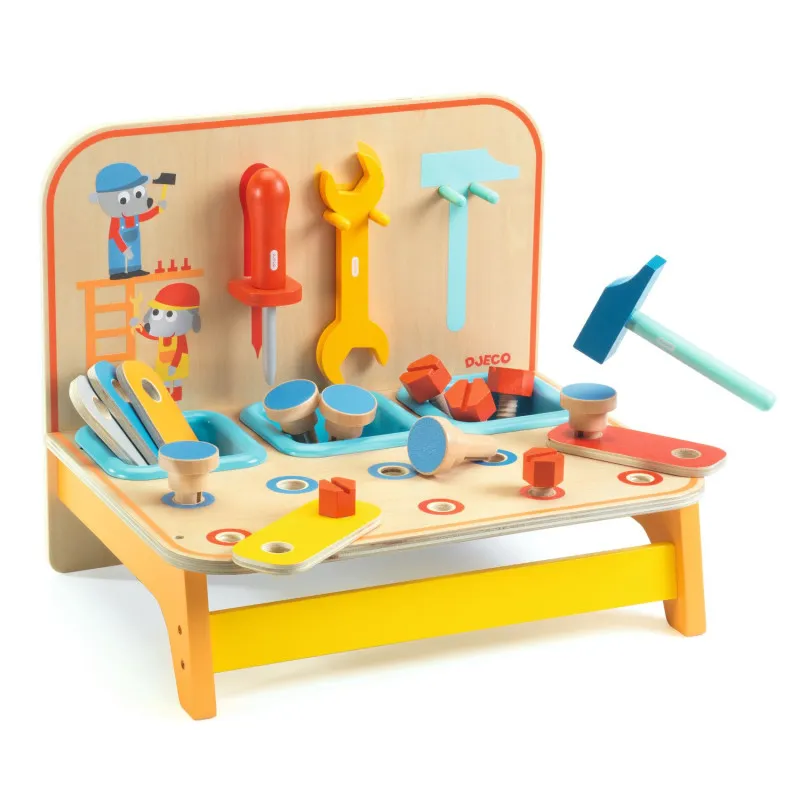 Djeco Bricotoo DJ05530 – Compact Workbench 18 pcs