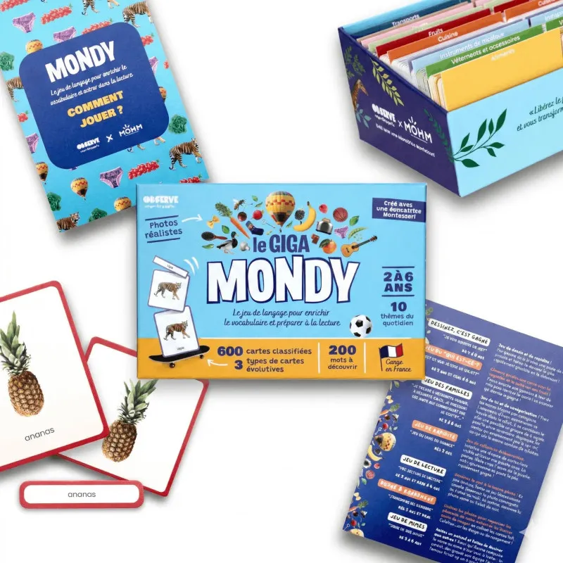 Cartes de nomenclature Mondy – Coffret vocabulaire Montessori
