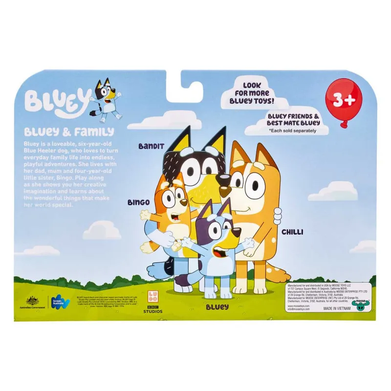 Bluey - Family 4-Pack Figure Set Heeler | Le Nuage de Charlotte