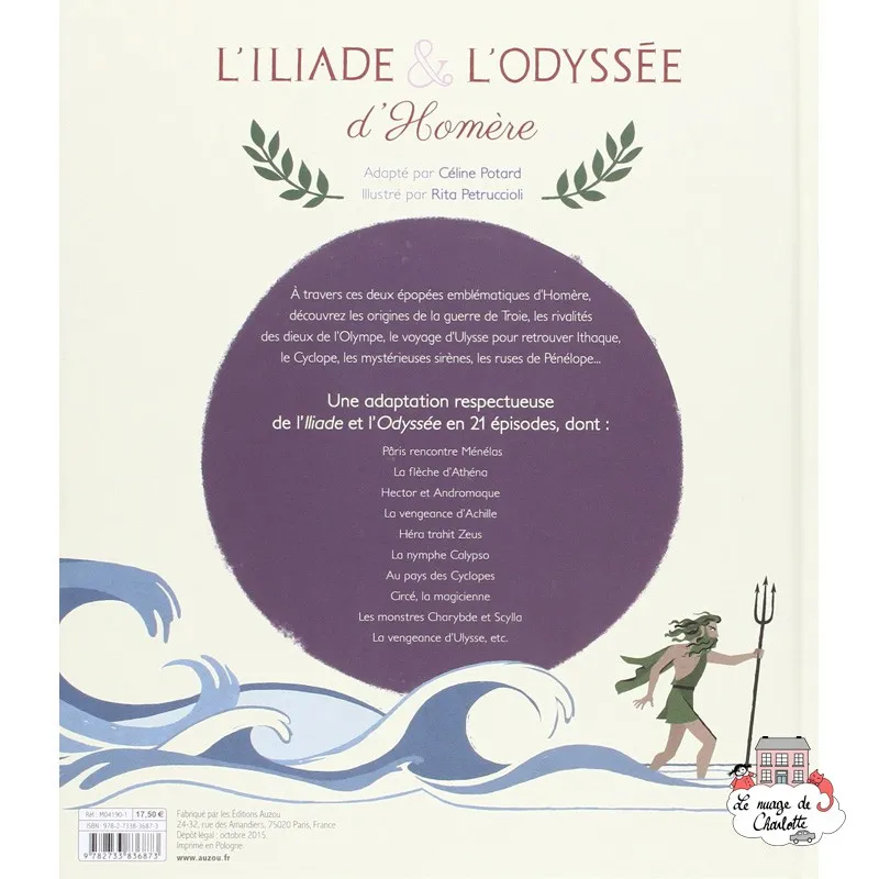 L'iliade et l'odyssée d'Homère - AUZ-9782733836873 - Editions Auzou - Livres & Musique - Le Nuage de Charlotte