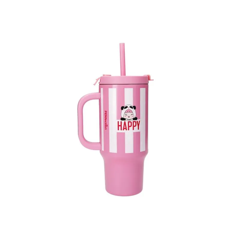 PENfection To Go cup with straw HAPPY