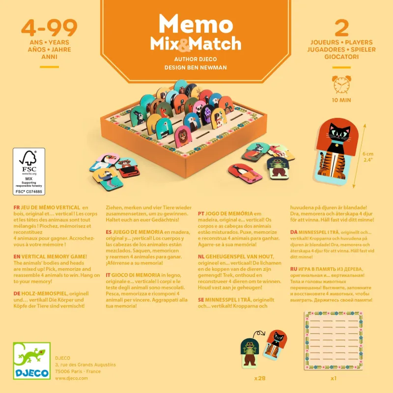 Memo Mix & match - Jeu de mémo Djeco dès 4 ans