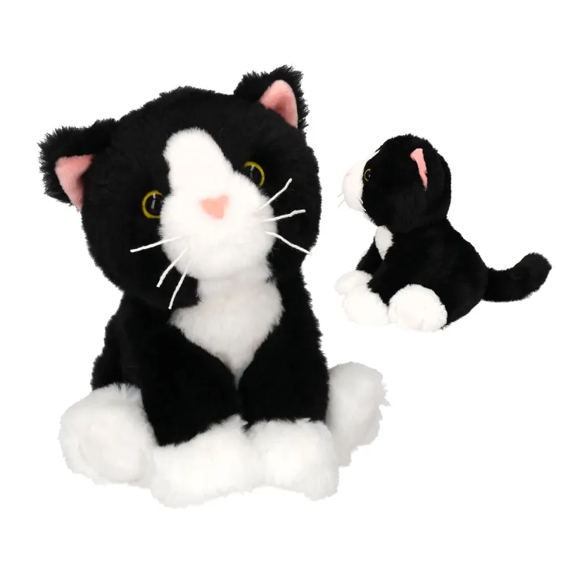 TOPModel - Peluche chat Mochi noir et blanc 16 cm