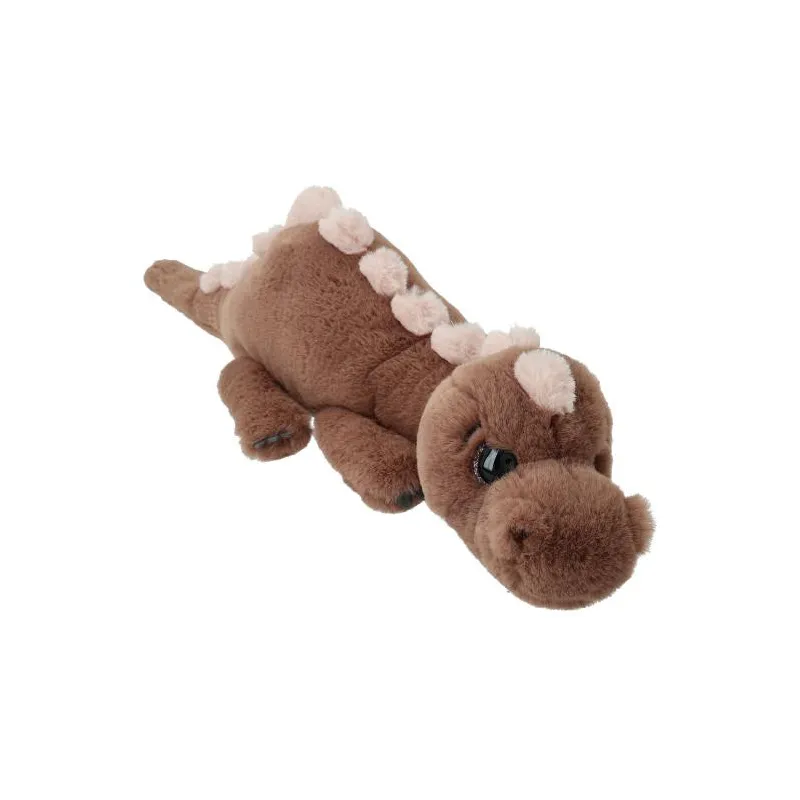 Dino World - Peluche dino allongé brun