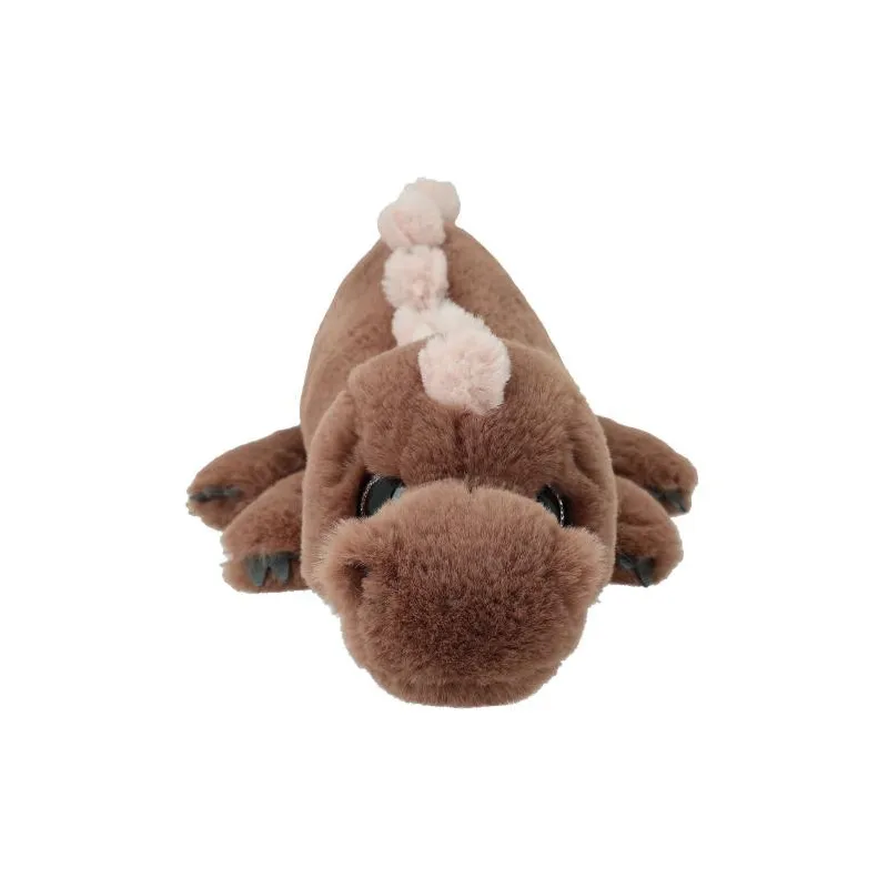 Dino World - Peluche dino allongé brun