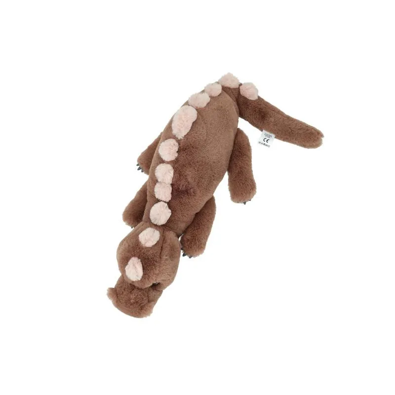 Dino World - Peluche dino allongé brun