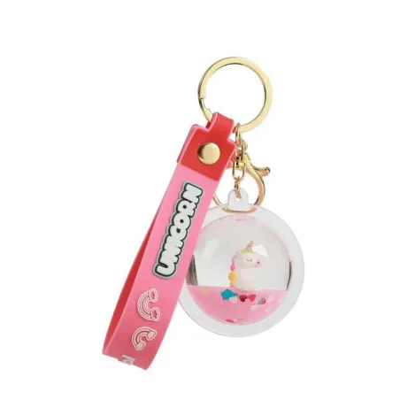 i-Total - Porte-clés sphère liquide licorne rose