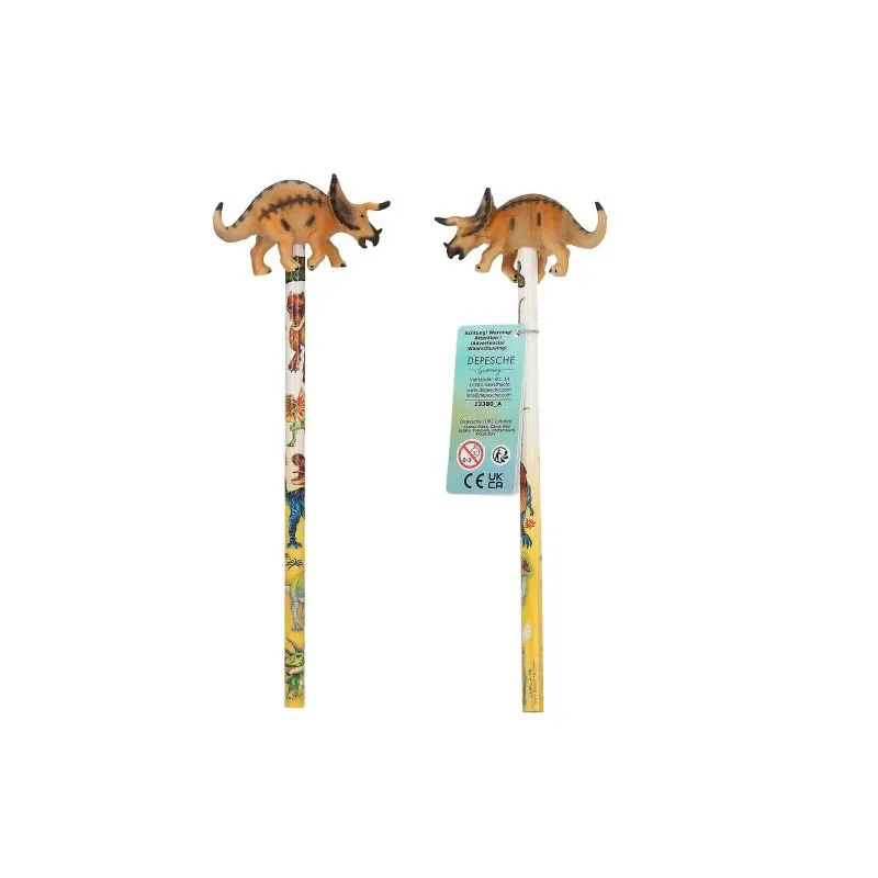 Dino World - Crayon avec figurine - Tricératops