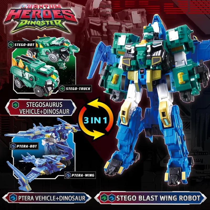 Quantum Heroes Dinoster robot géant 6 en 1 Stego Blast Wing | Le Nuage de Charlotte