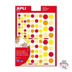 Gommettes Multicolores Ronds Orange/Rouge - APL-13523 - APLI - Stickers et gommettes - Le Nuage de Charlotte