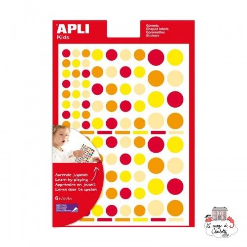 Gommettes Multicolores Ronds Orange/Rouge - APL-13523 - APLI - Stickers et gommettes - Le Nuage de Charlotte