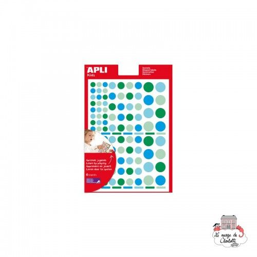 Gommettes Multicolores Ronds Bleu/Vert - APL-13525 - APLI - Stickers et gommettes - Le Nuage de Charlotte