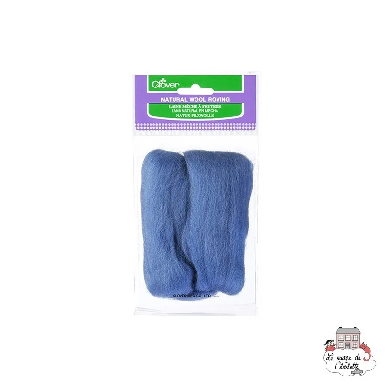 Natural Wool Roving - Blue - CLV-7923 - Clover - Felting - Le Nuage de Charlotte