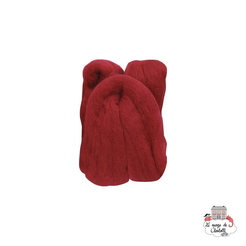 Natural Wool Roving - Red - CLV-7927 - Clover - Felting - Le Nuage de Charlotte