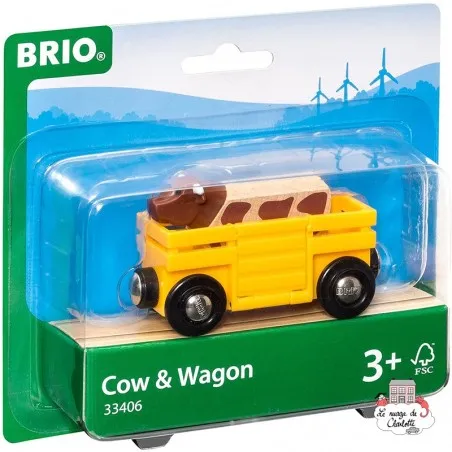 Cow & Wagon - BRI-33406 - Brio - Wooden Railway and Trains - Le Nuage de Charlotte