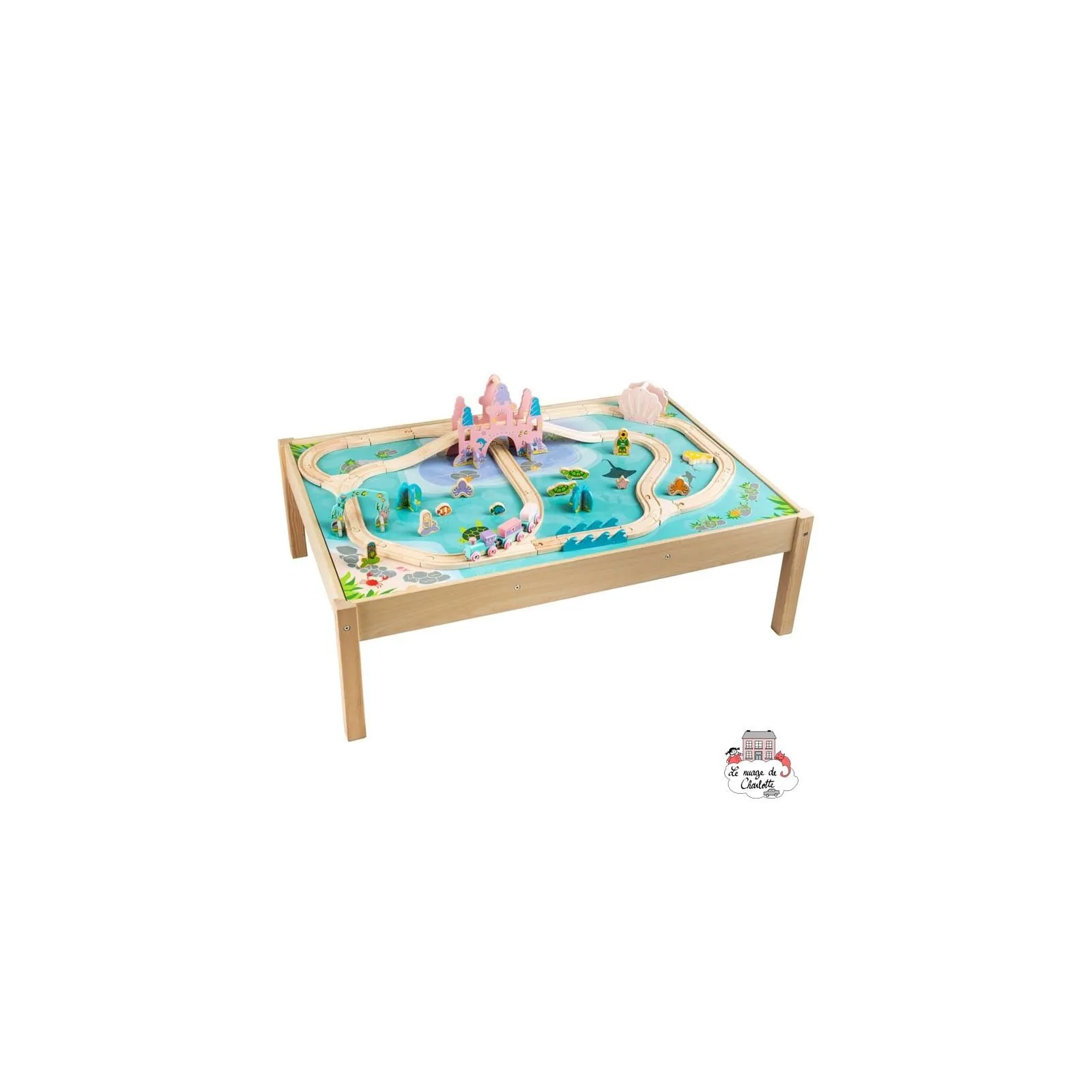 Mermaid Train Set and Table - BIG-BJT088 - Bigjigs - Wooden Railway and Trains - Le Nuage de Charlotte