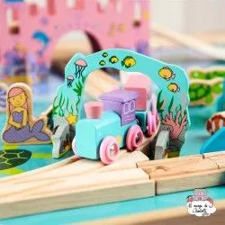 Mermaid Train Set and Table - BIG-BJT088 - Bigjigs - Wooden Railway and Trains - Le Nuage de Charlotte